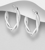 Sterling Silver 19mm Criss Cross Hoop Earrings