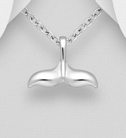 Sterling Silver Tiny Whale Tail Pendant