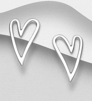 Sterling Silver 21mm Heart Stud Earrings