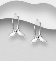 Sterling Silver Whale Tail Hook Earrings