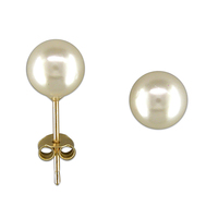 9ct Gold Earring 6mm simulated pearl stud