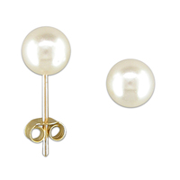 9ct Gold Earring 5mm simulated pearl stud