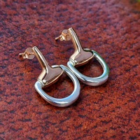 Sterling Silver Horse Snaffle Stud Earrings, Plated with 1 Micron Pink Gold