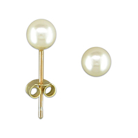 9ct Gold Earring 4mm simulated pearl stud