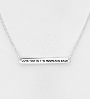 Sterling Silver "LOVE YOU TO THE MOON AND BACK" Bar Necklace With Coloured Enamel