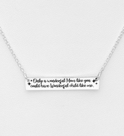 Sterling Silver "Only a wonderful Mom like you could have Wonderful child like me" Necklace, with Coloured Enamel