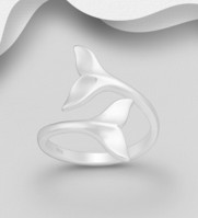 Sterling Silver Adjustable Whale Tail Ring